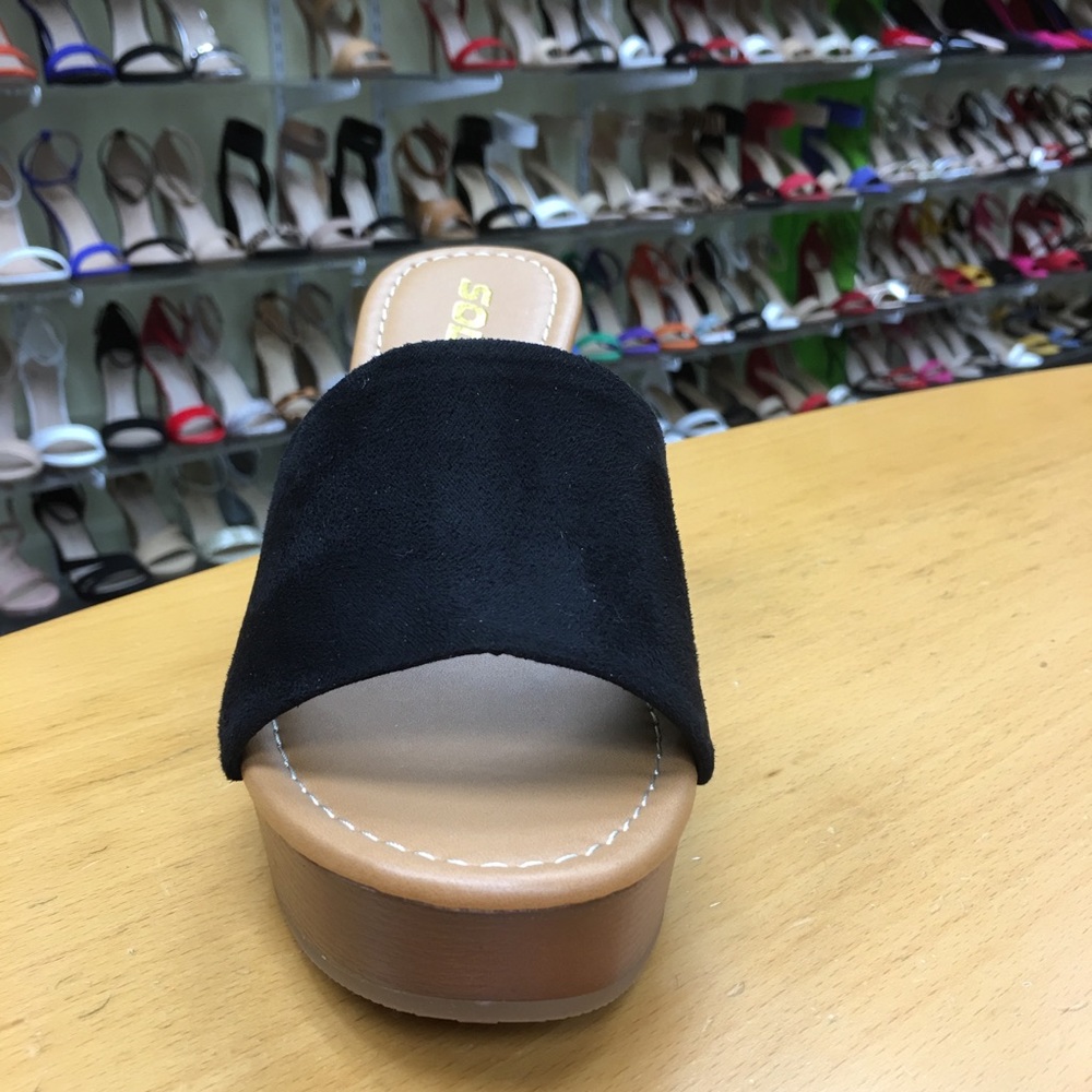 RESTOK Soda Sunkist Black Faux Suede Platform Heel - Picture 11 of 11